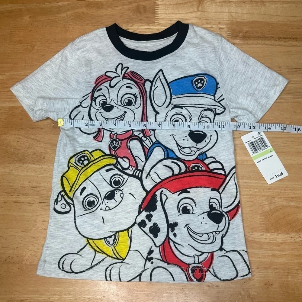 Paw Patrol Nickelodeon Kids Size 4 NWT Graphic Gray Character Tee Girls Boys